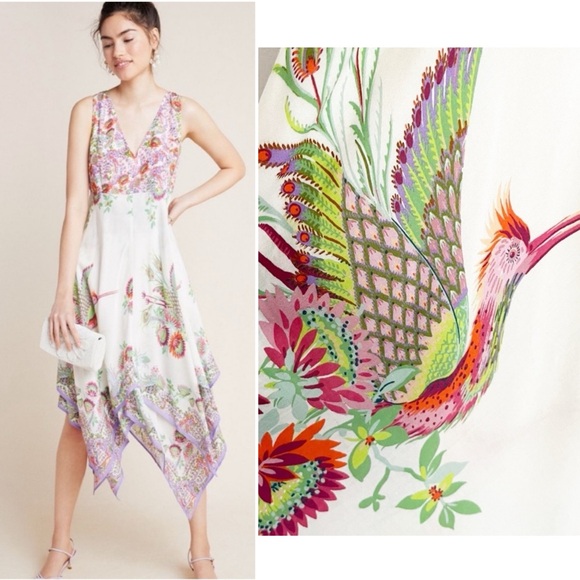 Anthropologie Dresses & Skirts - BOGO! Anthropologie Analise Floral Midi Dress Cream Size 2
